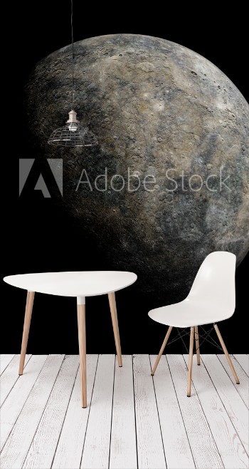 Picture of planet Mercury isolated on black background